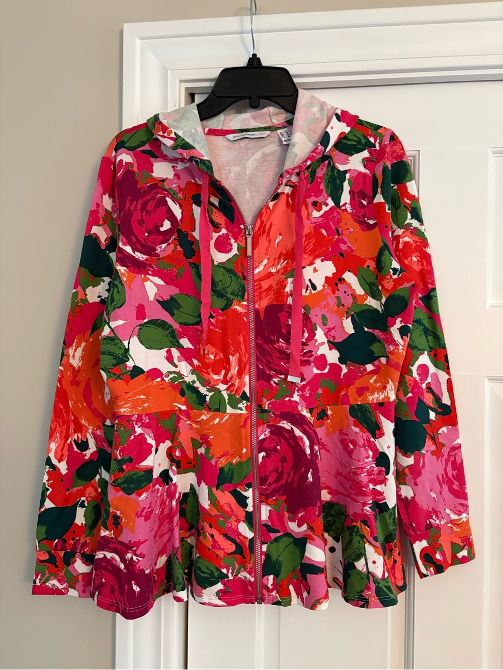 Isaac Mizrahi Floral Zippered Hoodie With Flare